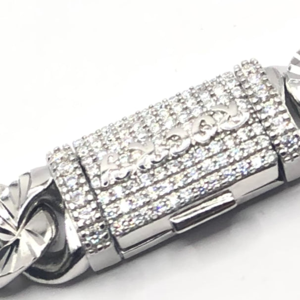 Frosted x Carved Link Necklace (Diamond Clasp passes the Diamond tester)