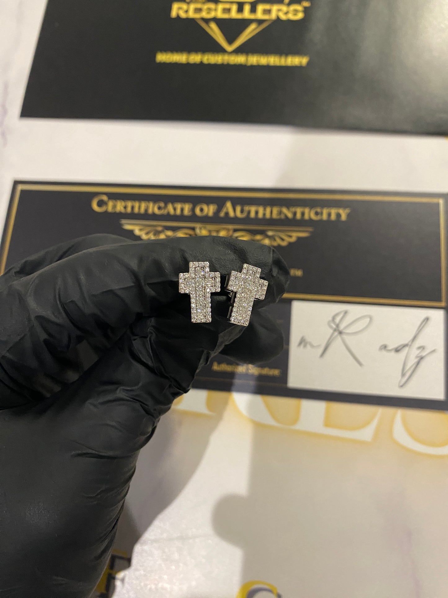STATEMENT CROSS MOISSANITE DIAMOND EARRINGS (Passes The Diamond Tester)