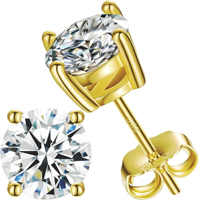 SOLITAIRE WHITE MOISSANITE DIAMOND EARRINGS (Passes Diamond Tester)