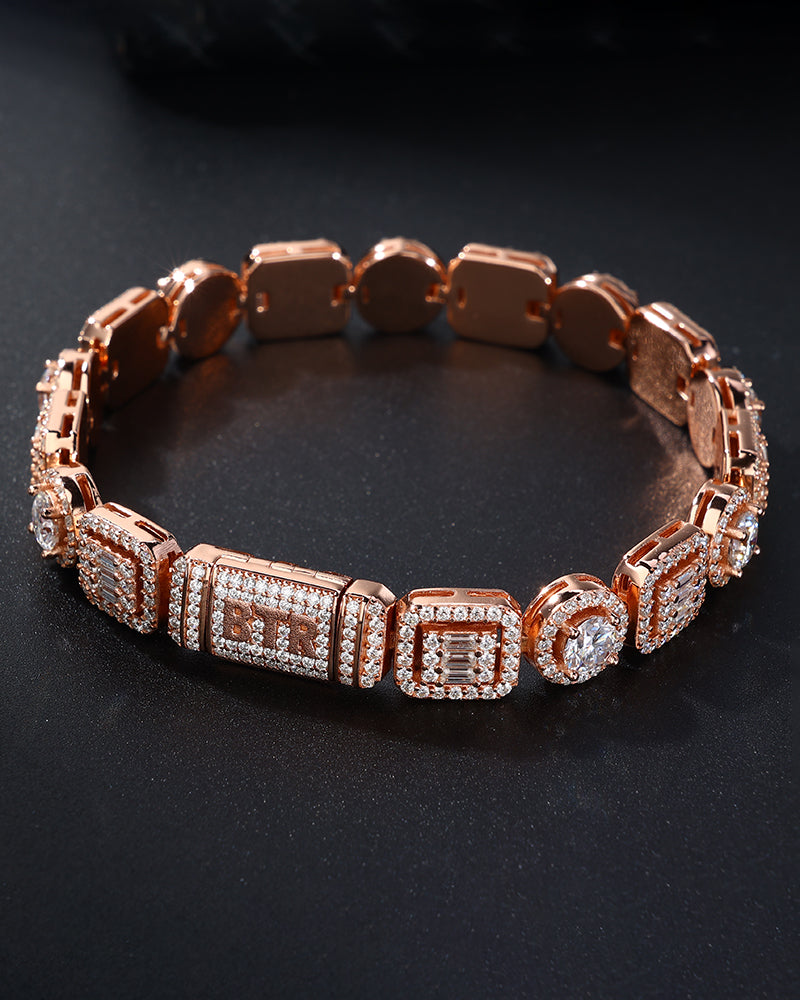 10MM MIXED ROUND AND BAGUETTE CLUSTER TENNIS BRACELET (Passes the Diamond Tester)