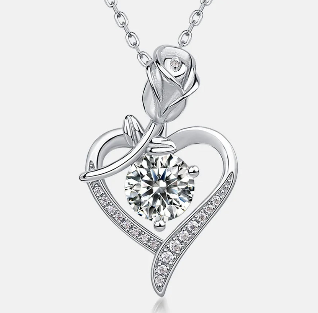 Rose Head Pendant (Passes the Diamond tester)