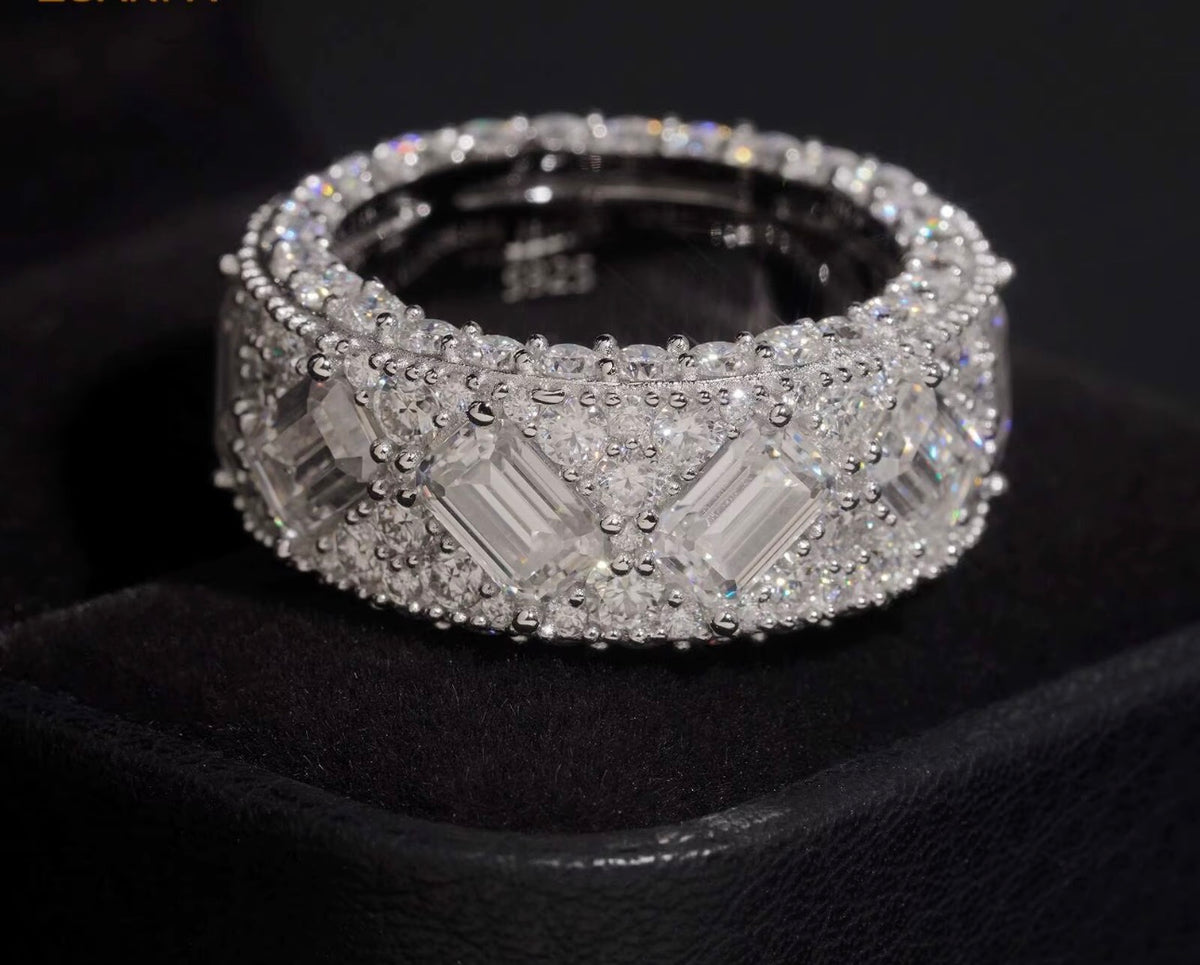 10MM Round N Baguette Mix Ring (Passes The Diamond Tester)