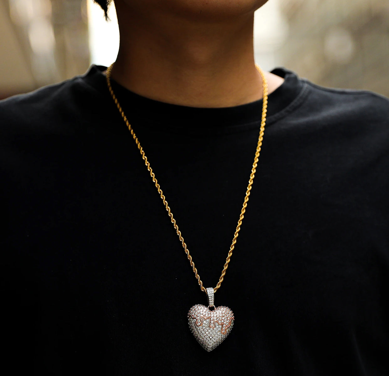Dripping Heart Pendant (Passes the Diamond Tester)
