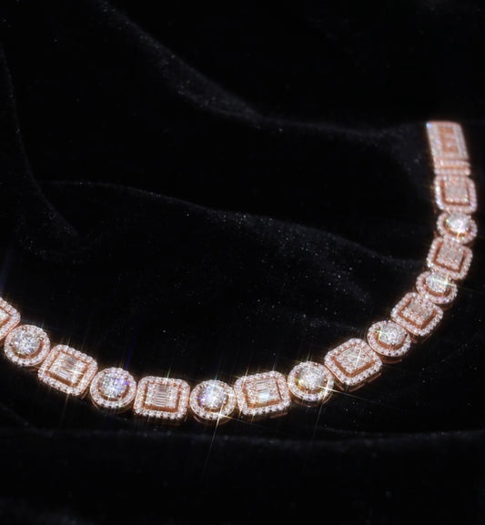 10MM MIXED ROUND AND BAGUETTE CLUSTER TENNIS BRACELET (Passes the Diamond Tester)