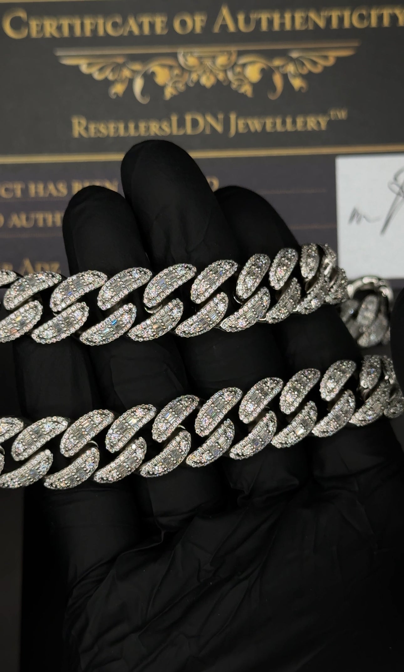 DOUBLE ROW BAGUETTE CUBAN NECKLACE (Passes The Diamond Tester)