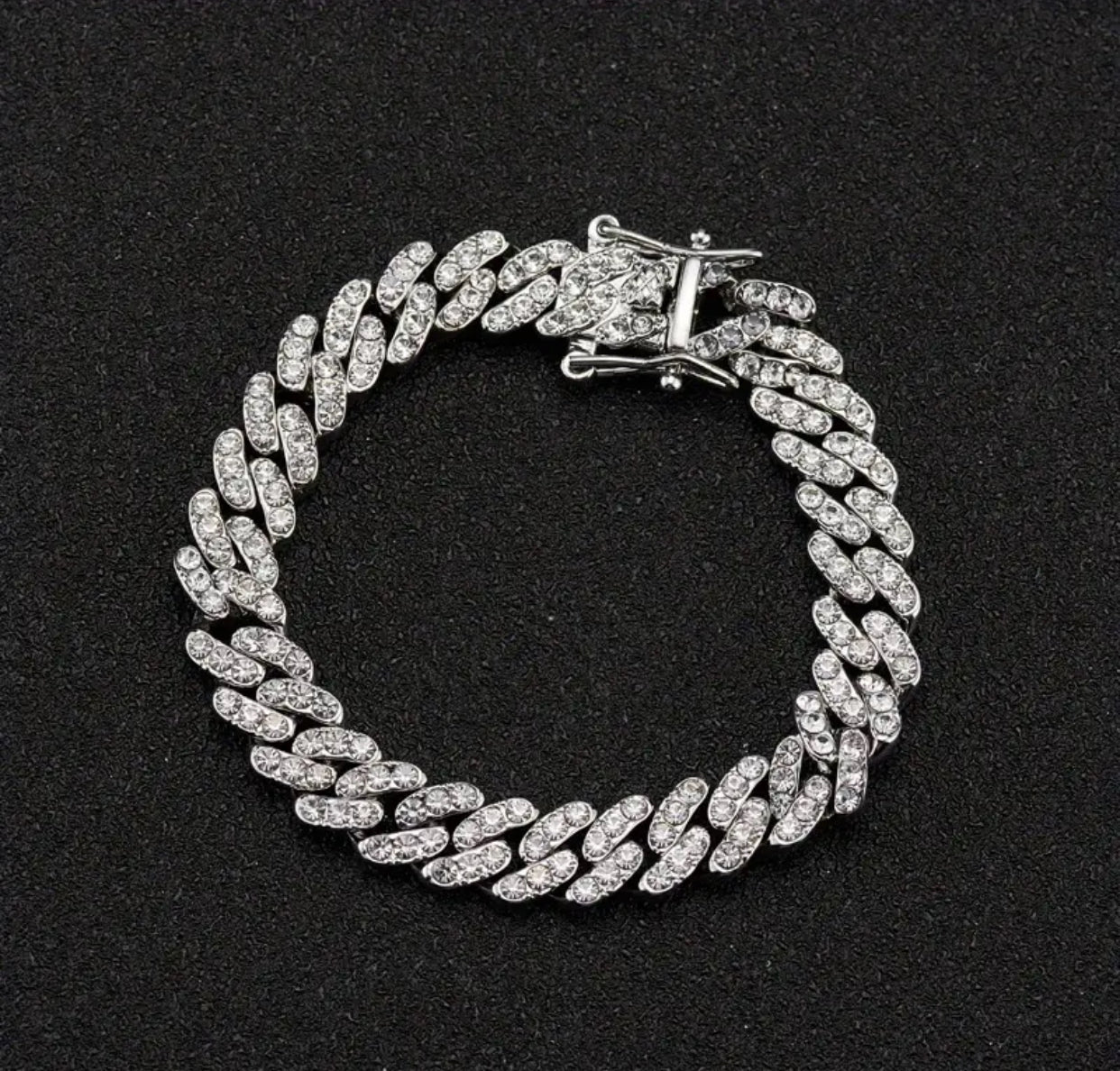 ICED 8MM WHITE GOLD CUBAN BRACELET (Cubic Zirconia)