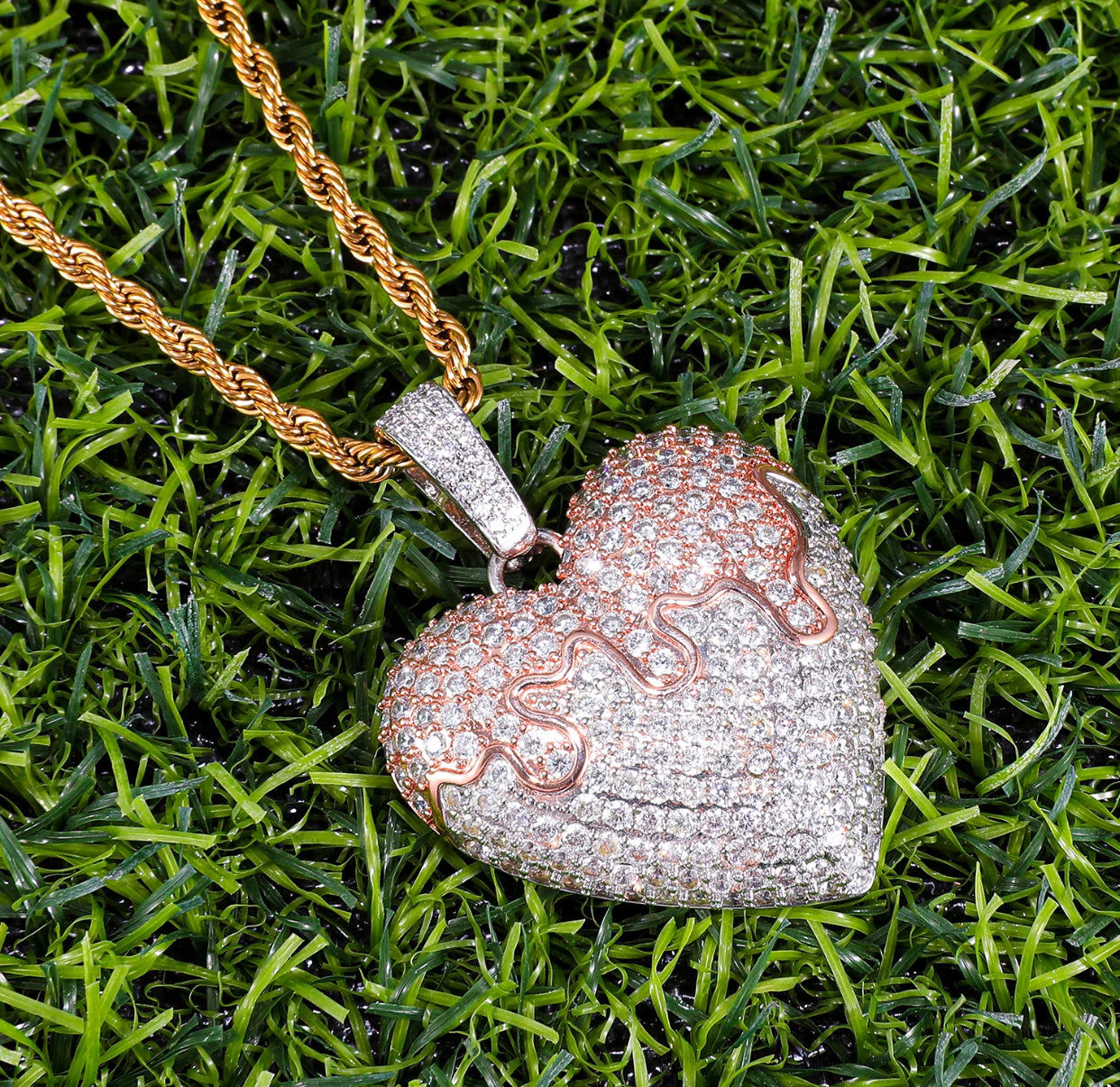 Dripping Heart Pendant (Passes the Diamond Tester)