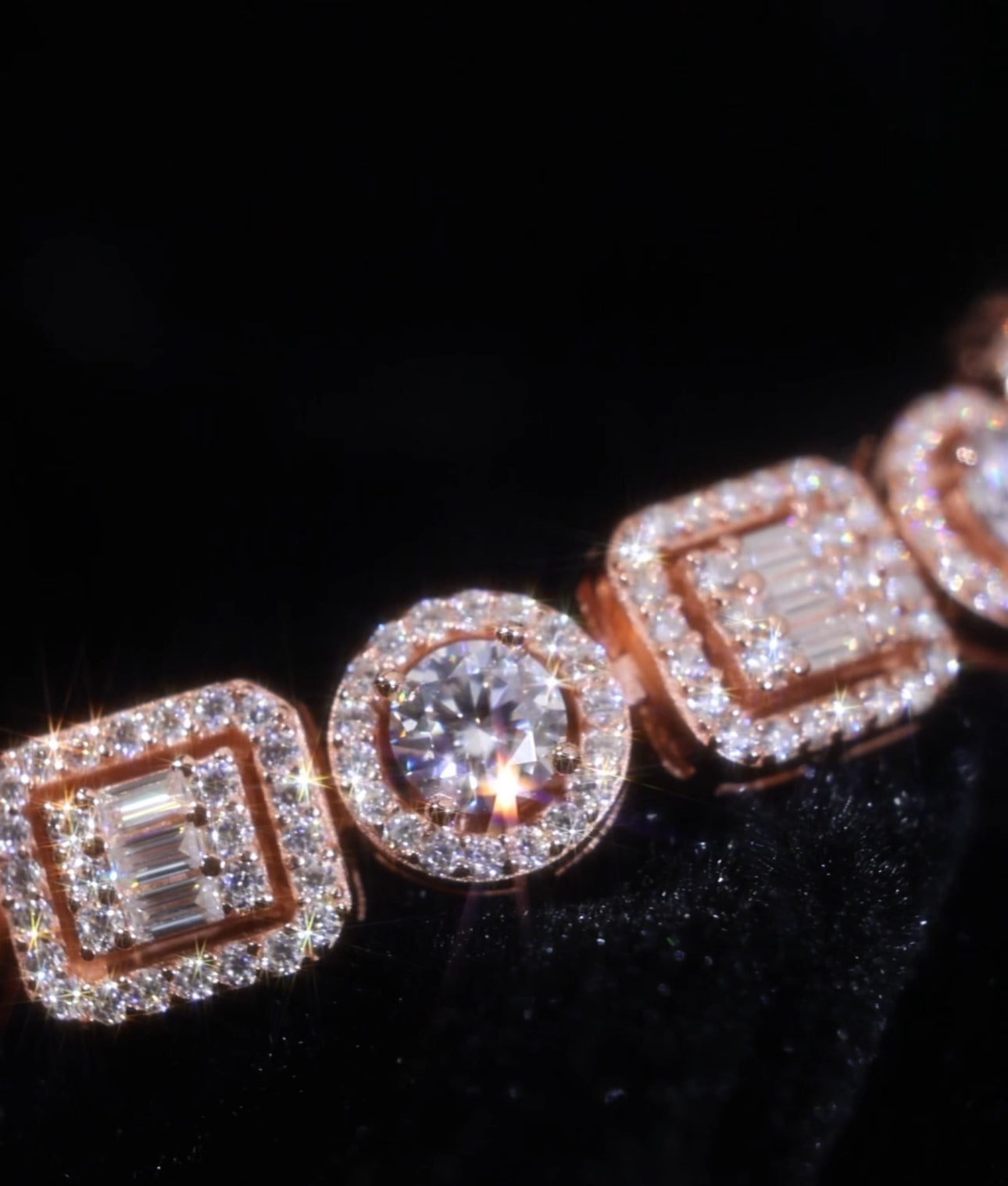 10MM MIXED ROUND AND BAGUETTE CLUSTER TENNIS BRACELET (Passes the Diamond Tester)