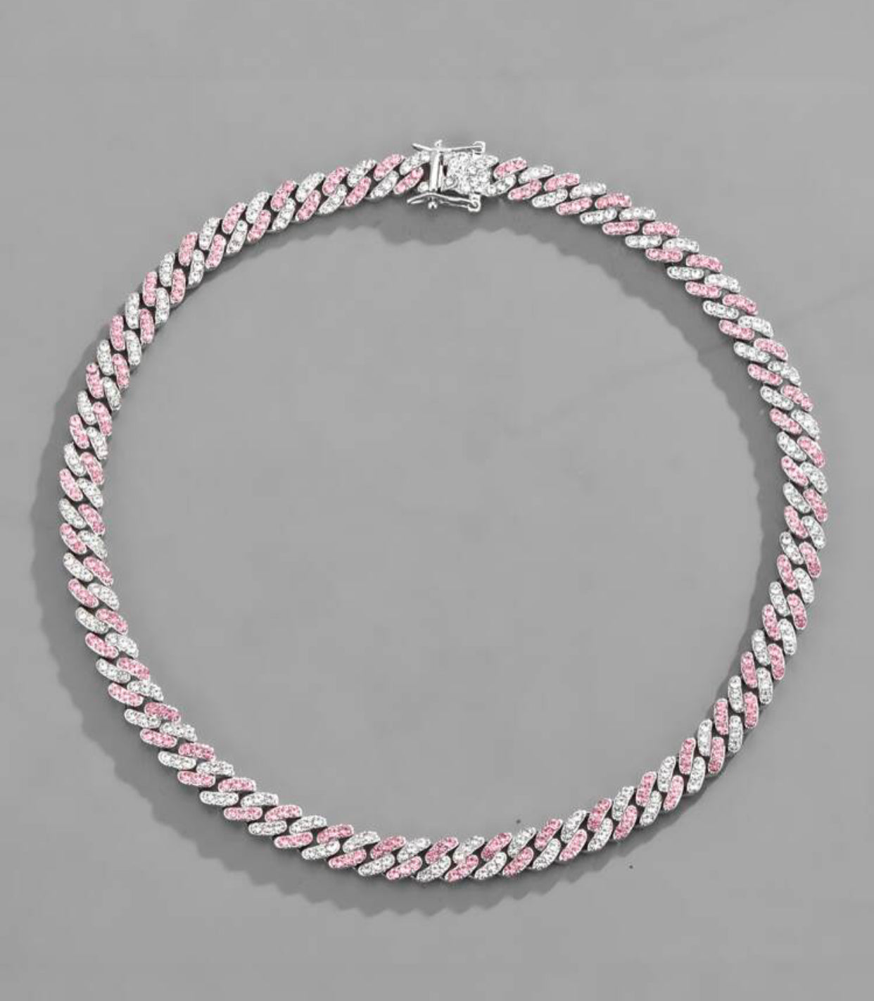 ICED 8MM TWO TONE ROSE CUBAN LINK NECKLACE (Cubic Zirconia)