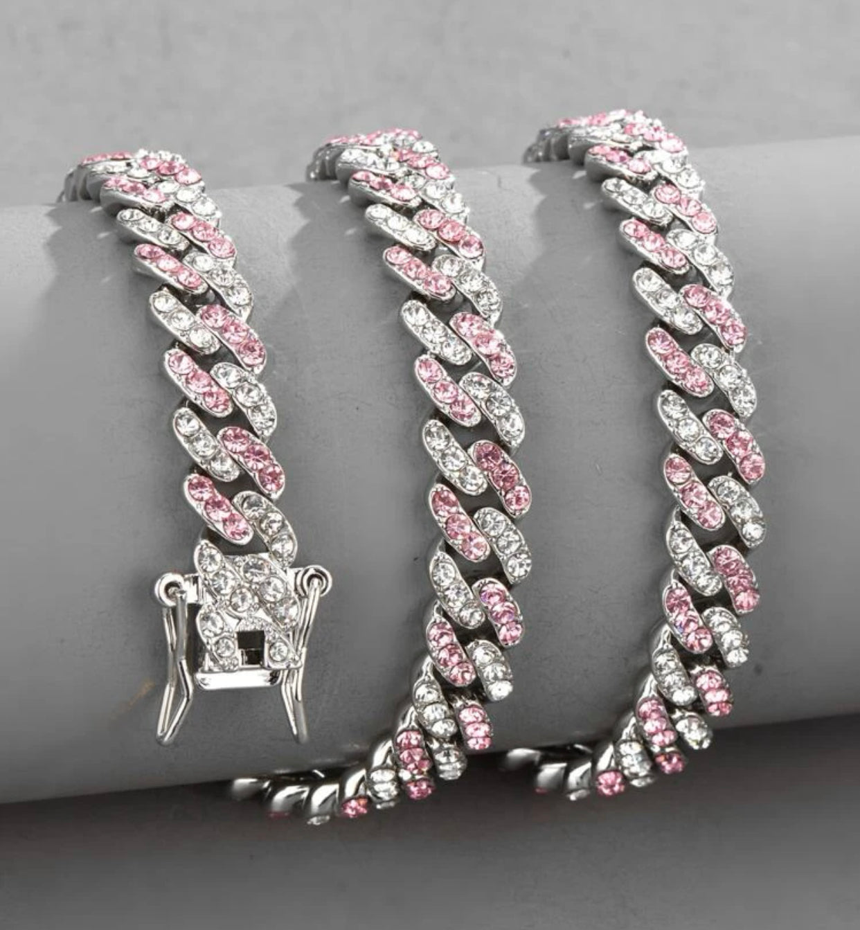 ICED 8MM TWO TONE ROSE CUBAN LINK NECKLACE (Cubic Zirconia)