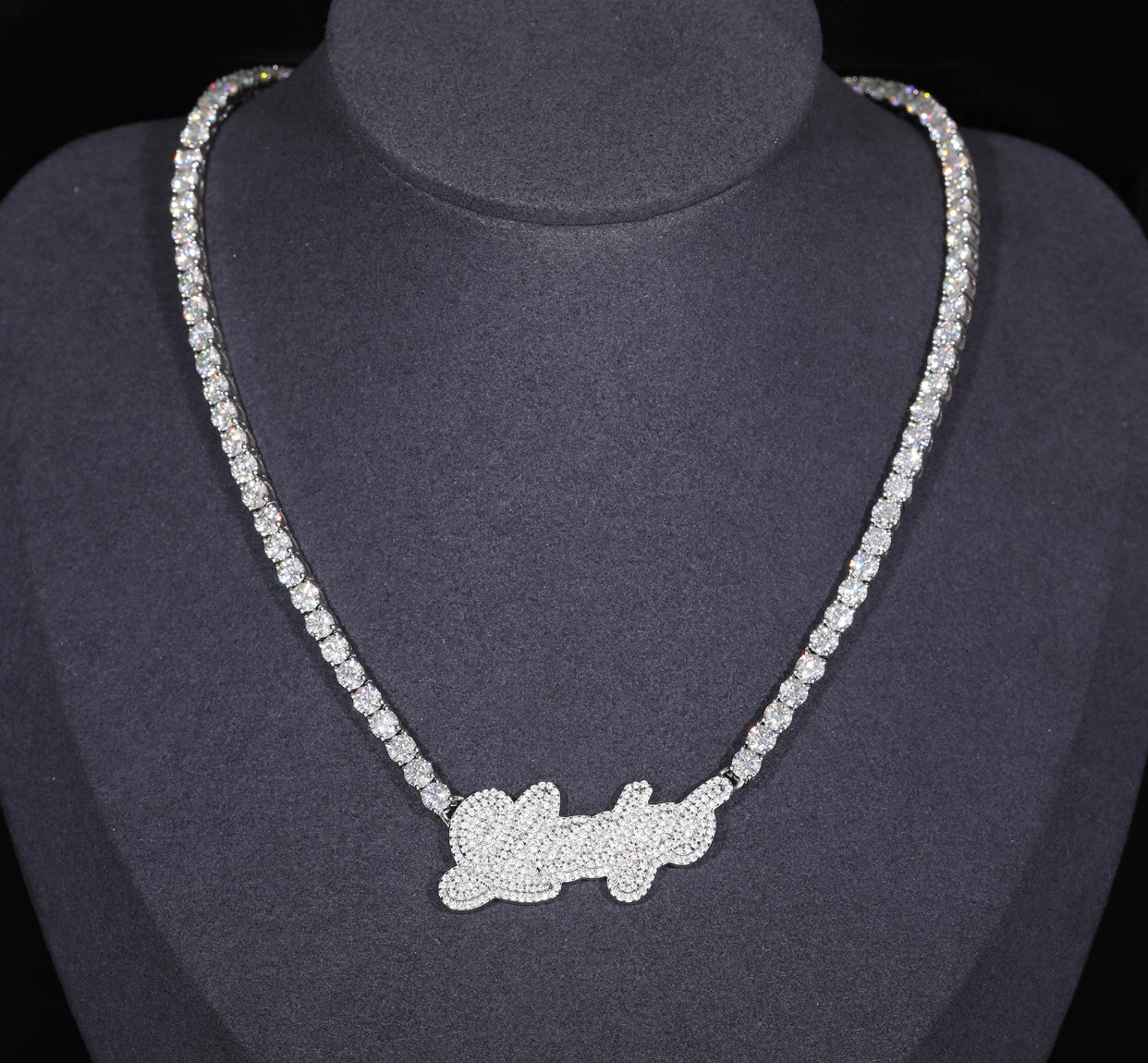 Custom Cursive Tennis Link Pendant (Passes Diamond Tester)
