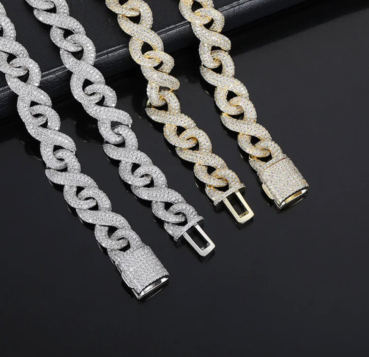 INFINITY CUBAN NECKLACE(Passes the Diamond Tester)