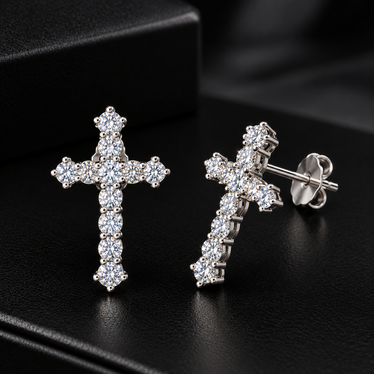 CROSS DIAMOND EARRINGS (Passes The Diamond Tester)