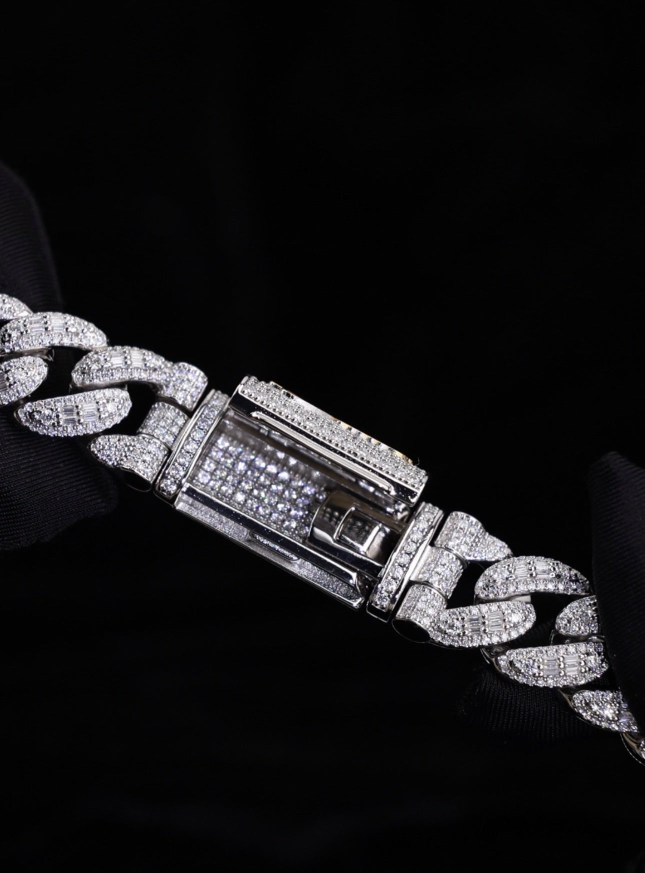 DOUBLE ROW BAGUETTE CUBAN NECKLACE (Passes The Diamond Tester)