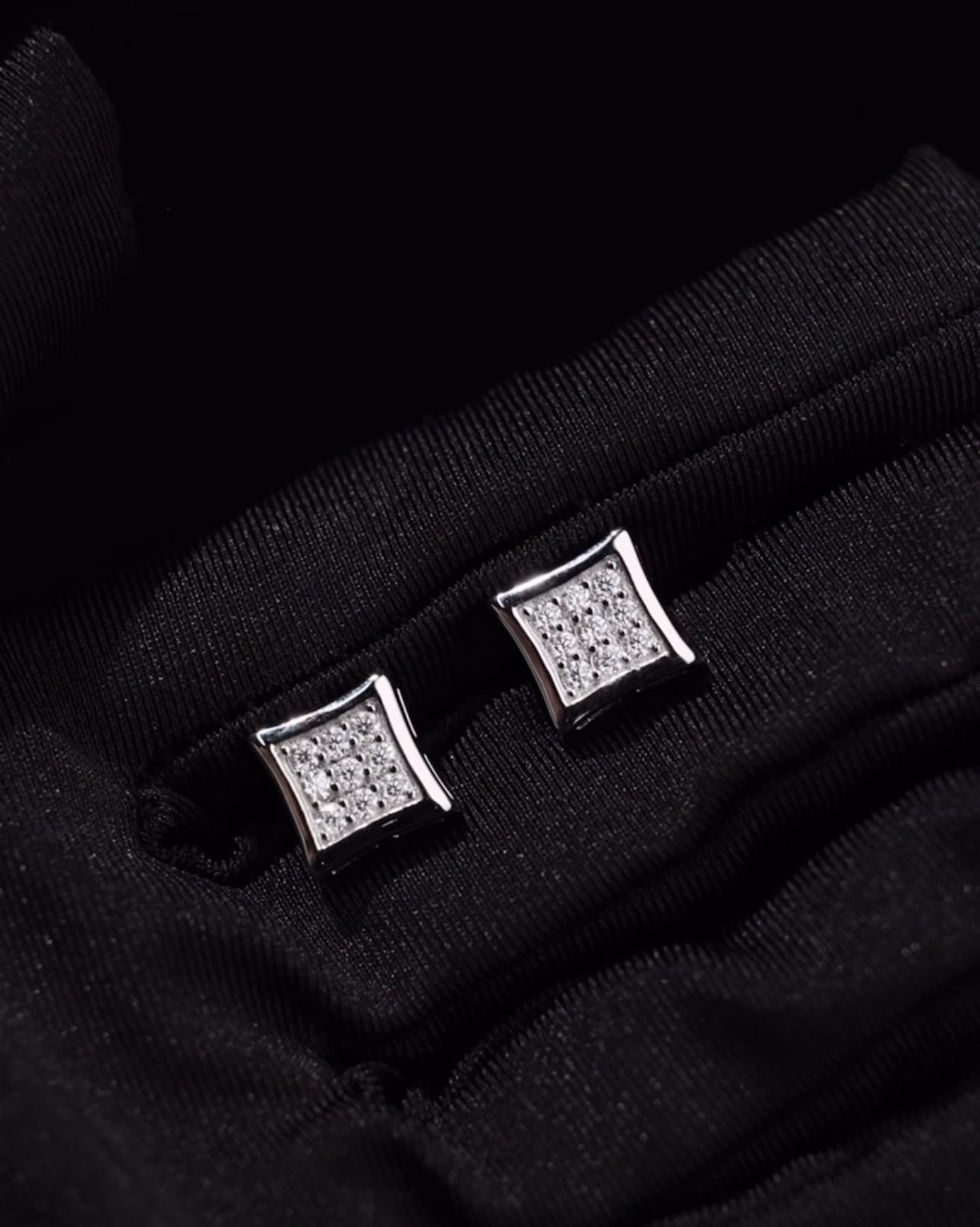 SQUARE PAVED MOISSANITE DIAMOND EARRINGS (Passes Diamond Tester)