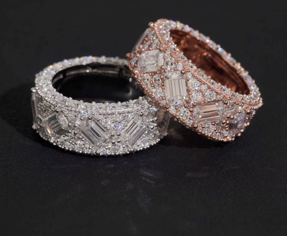 10MM Round N Baguette Mix Ring (Passes The Diamond Tester)