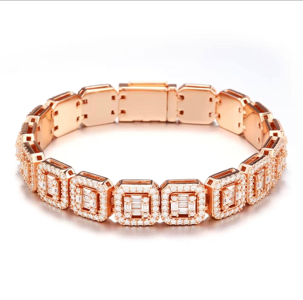 10MM CLUSTER BAGUETTE TENNIS BRACELET (Passes the Diamond Tester)