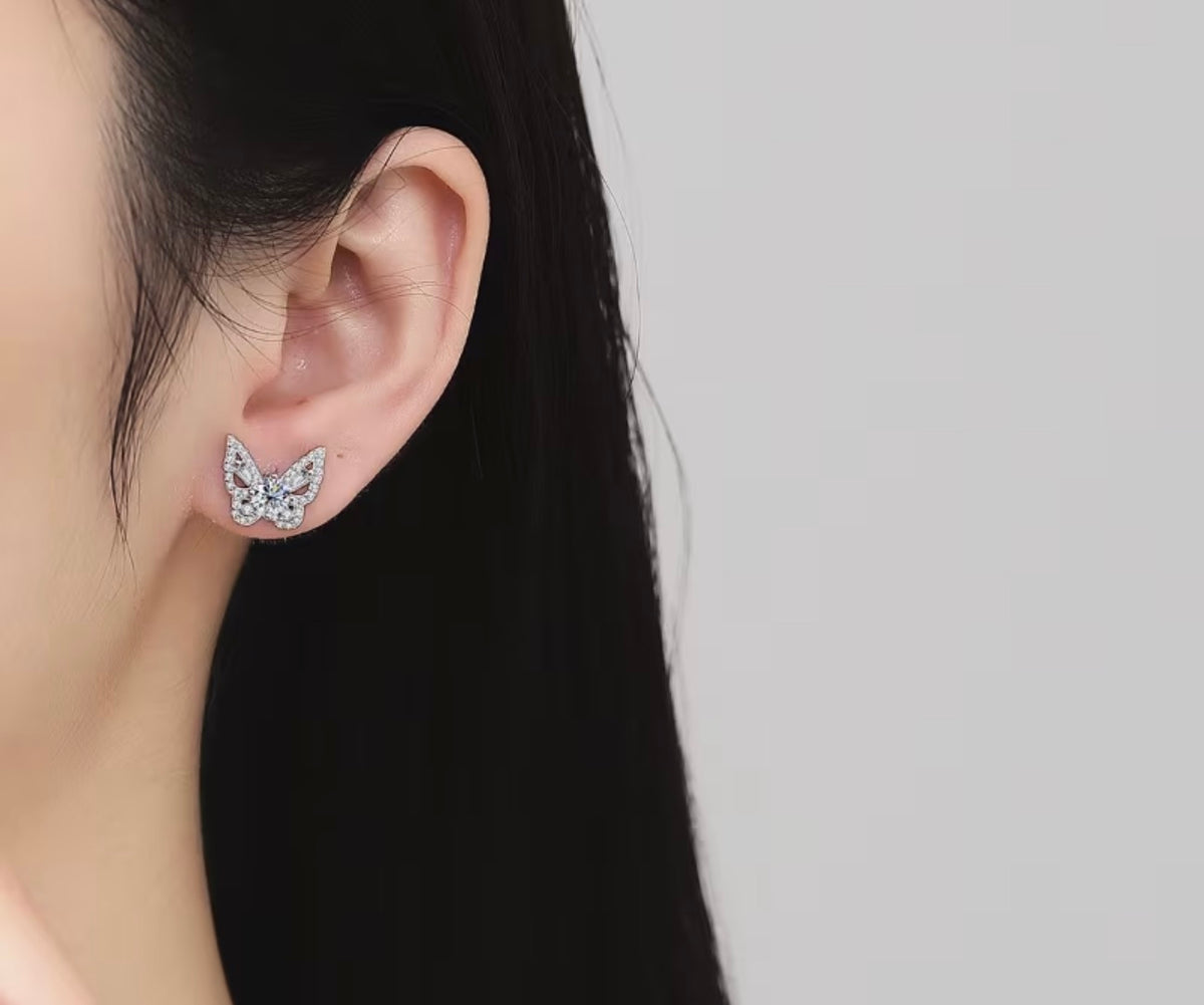 BUTTERFLY DIAMOND EARRINGS (Passes Diamond Tester)