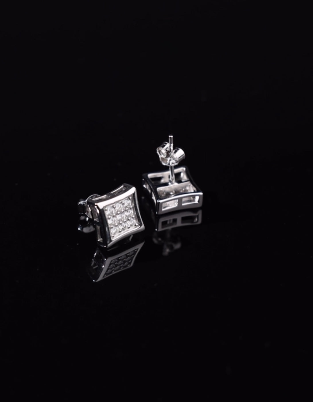 SQUARE PAVED MOISSANITE DIAMOND EARRINGS (Passes Diamond Tester)
