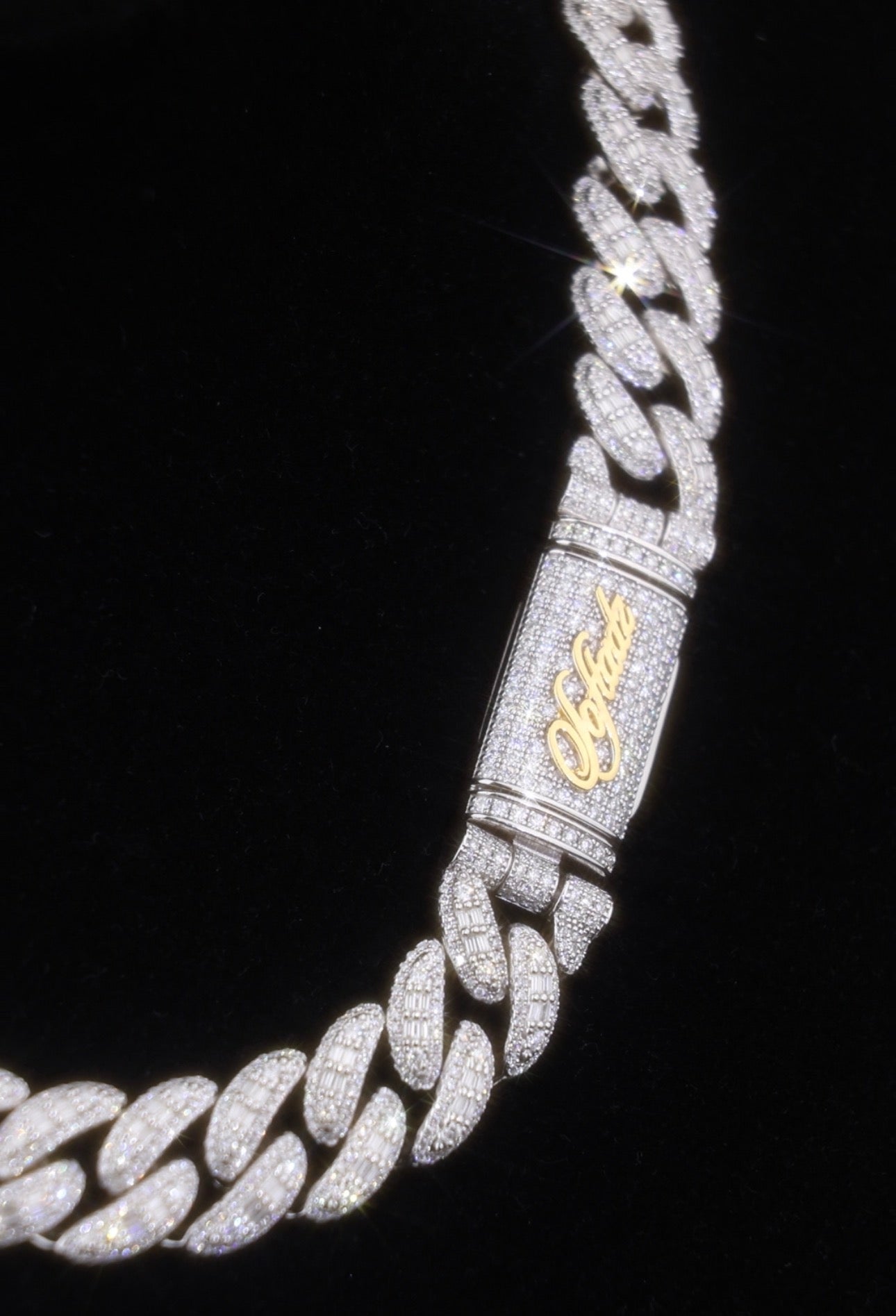 DOUBLE ROW BAGUETTE CUBAN NECKLACE (Passes The Diamond Tester)