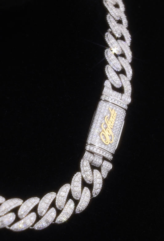 DOUBLE ROW BAGUETTE CUBAN NECKLACE (Passes The Diamond Tester)
