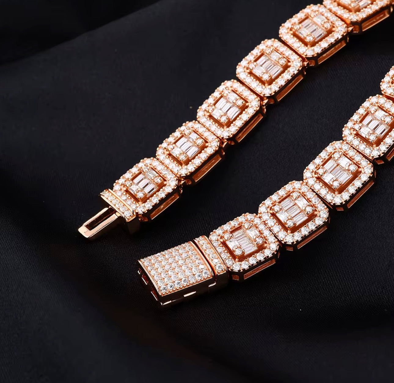 10MM CLUSTER BAGUETTE TENNIS BRACELET (Passes the Diamond Tester)
