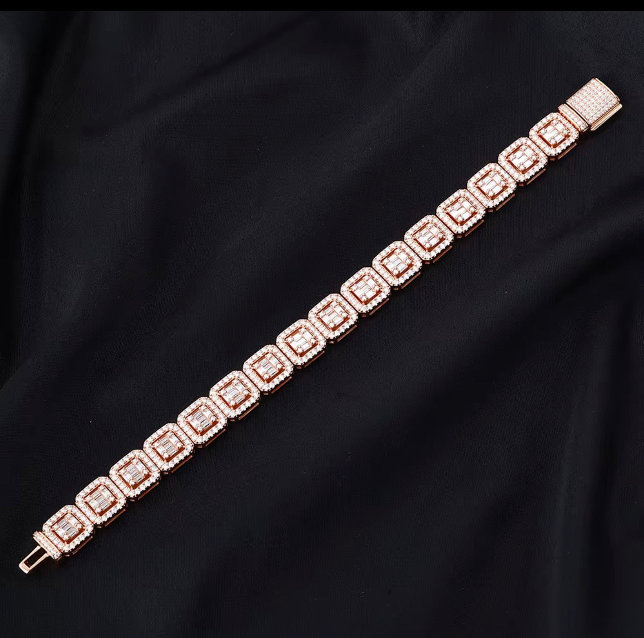 10MM CLUSTER BAGUETTE TENNIS BRACELET (Passes the Diamond Tester)