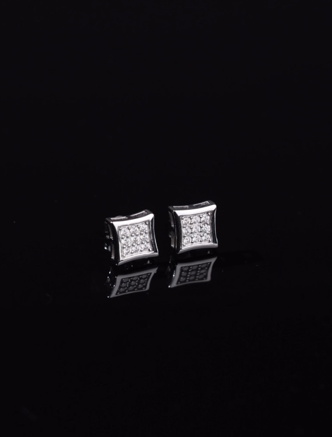 SQUARE PAVED MOISSANITE DIAMOND EARRINGS (Passes Diamond Tester)