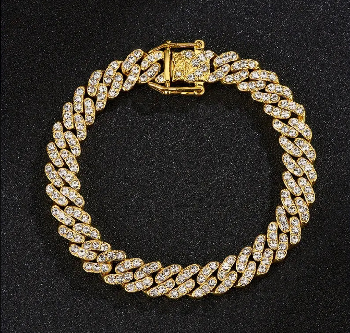 ICED 8MM GOLD CUBAN BRACELET (Cubic Zirconia)