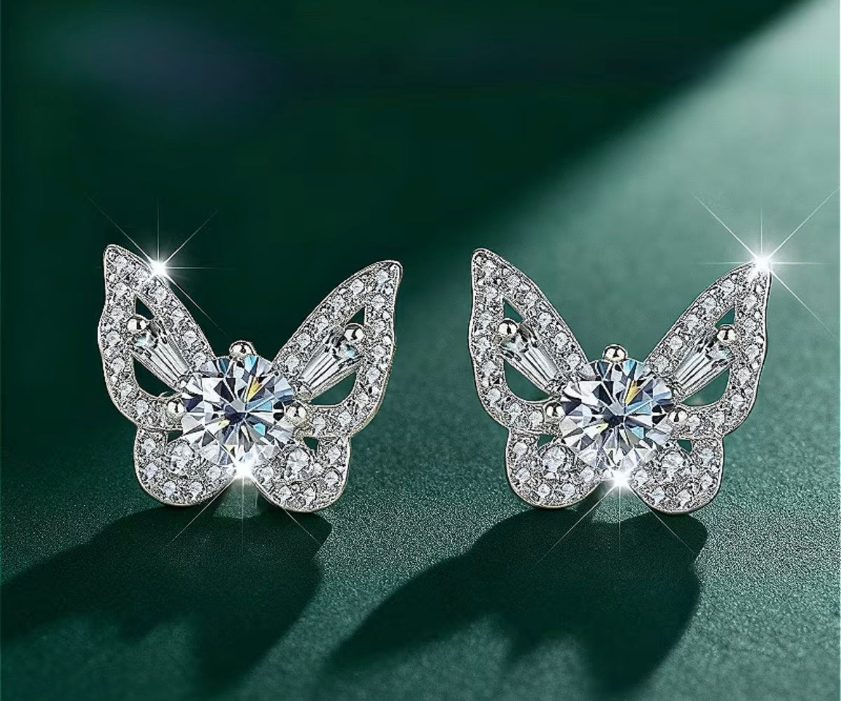 BUTTERFLY DIAMOND EARRINGS (Passes Diamond Tester)