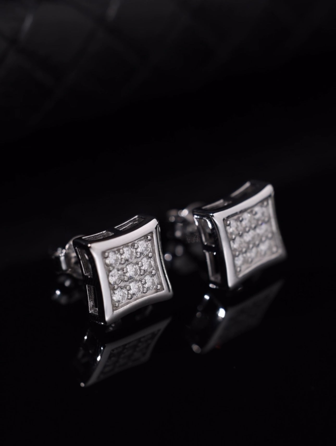 SQUARE PAVED MOISSANITE DIAMOND EARRINGS (Passes Diamond Tester)