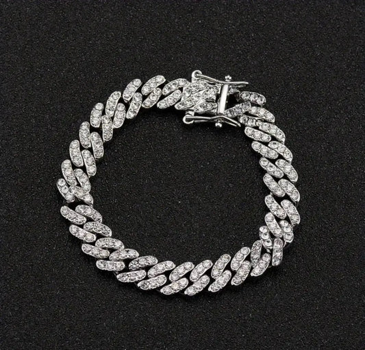 ICED 8MM WHITE GOLD CUBAN BRACELET (Cubic Zirconia)