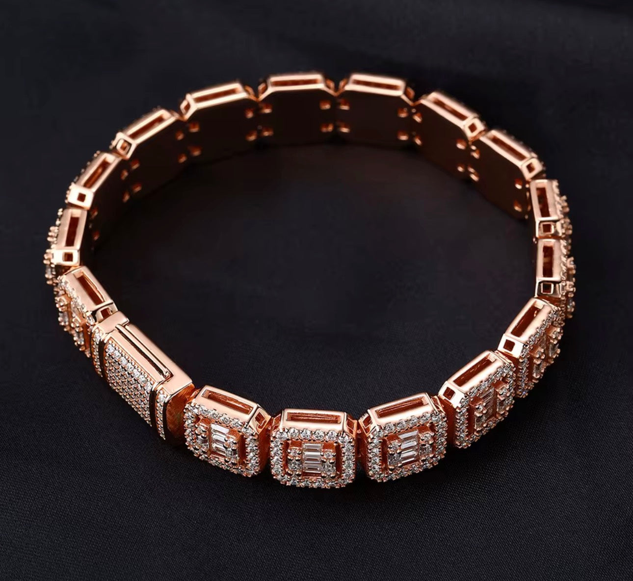 10MM CLUSTER BAGUETTE TENNIS BRACELET (Passes the Diamond Tester)