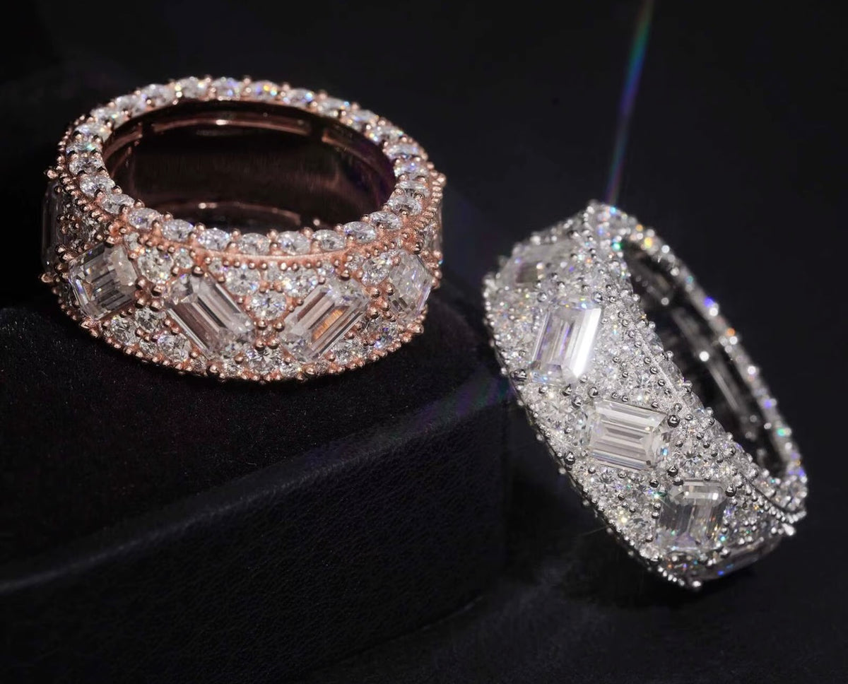 10MM Round N Baguette Mix Ring (Passes The Diamond Tester)