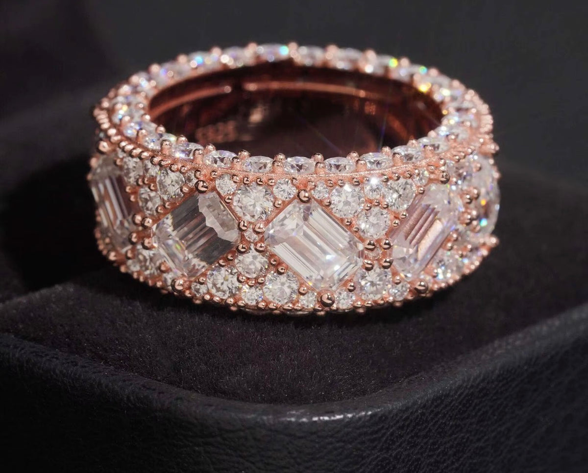 10MM Round N Baguette Mix Ring (Passes The Diamond Tester)