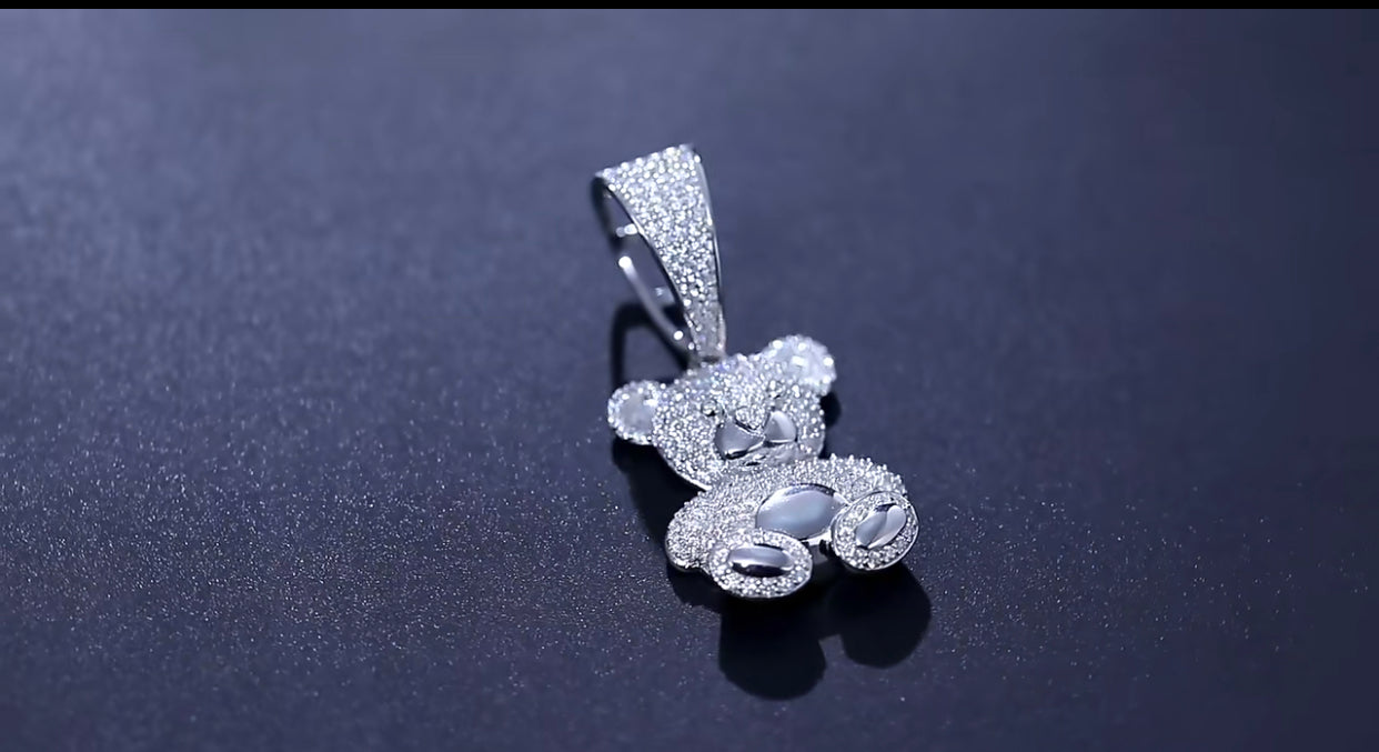 Iced Teddy Pendant (Passes the Diamond tester)