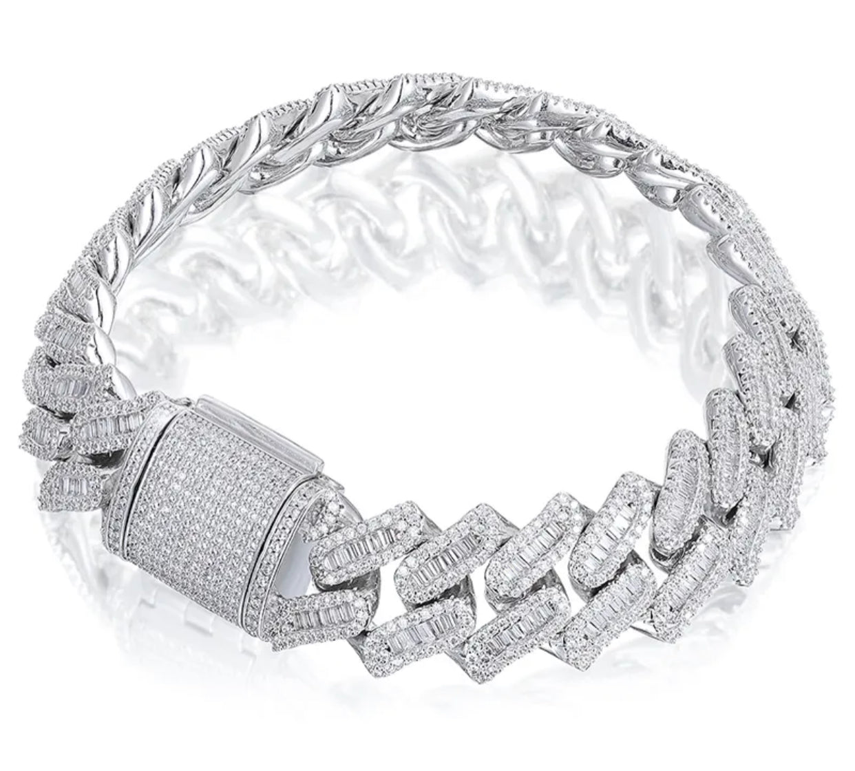 SHARP END BAGUETTE CUBAN BRACELET (Passes the Diamond Tester)