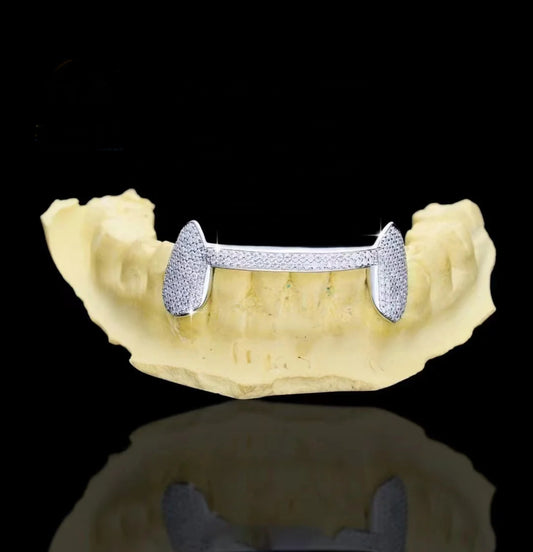 Canine to Canine Iced Out Silver Grillz (Passes The Diamond Tester)