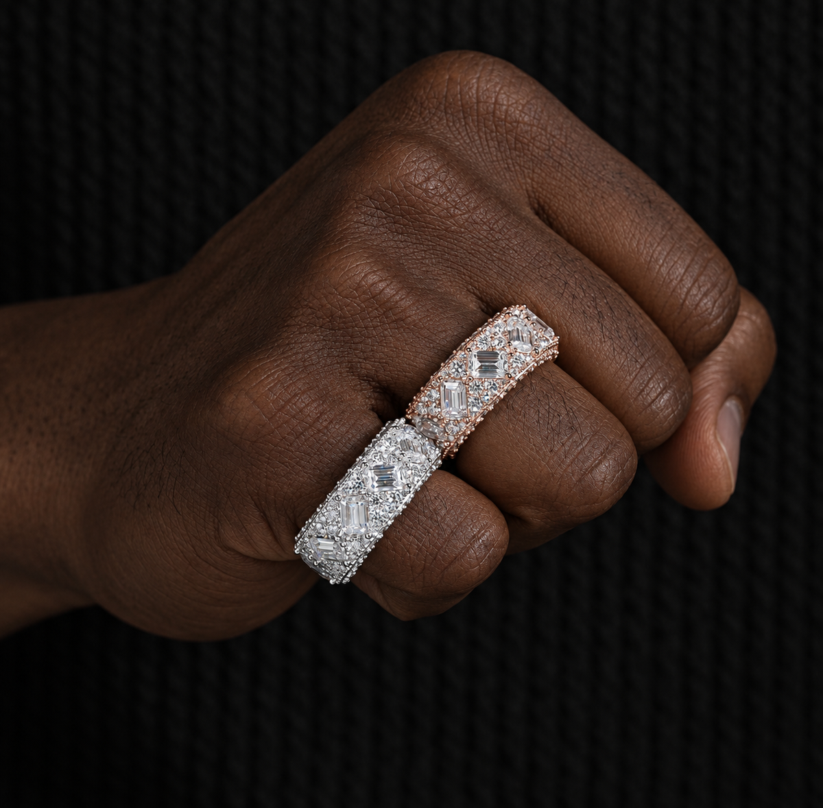 10MM Round N Baguette Mix Ring (Passes The Diamond Tester)