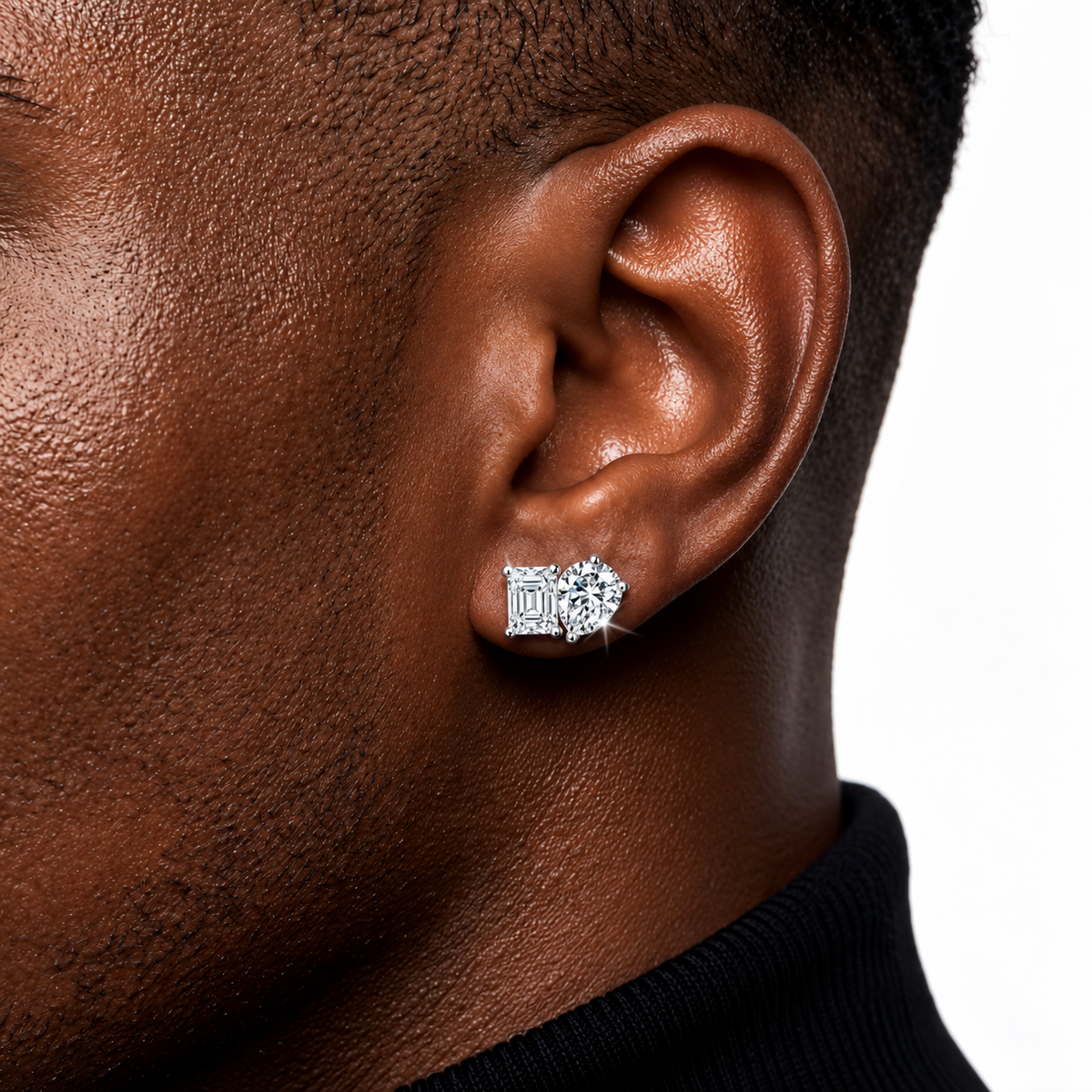 BAGUETTE & PEAR CUT DIAMOND EARRINGS (Passes Diamond Tester)