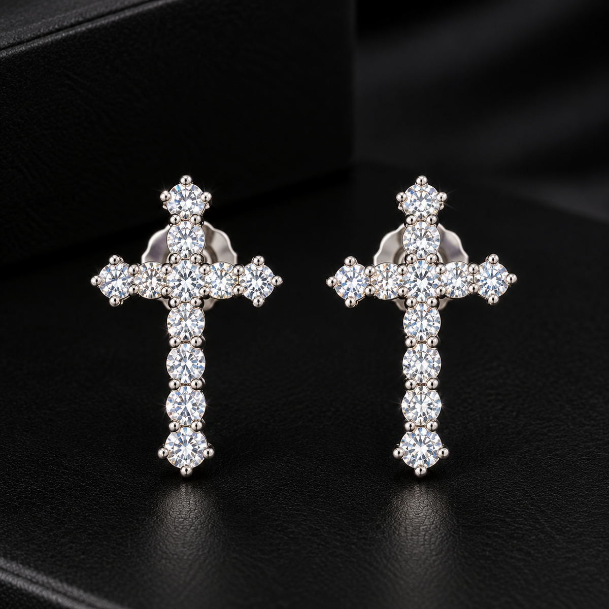 CROSS DIAMOND EARRINGS (Passes The Diamond Tester)